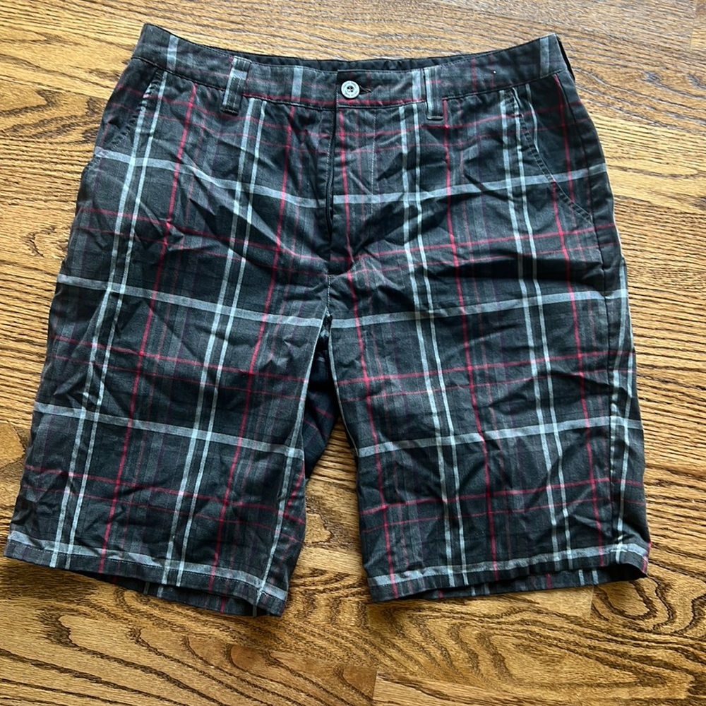 Travis Mathew Mens Gray Plaid Athletic Golf Walking Shorts Flat Front Stretch